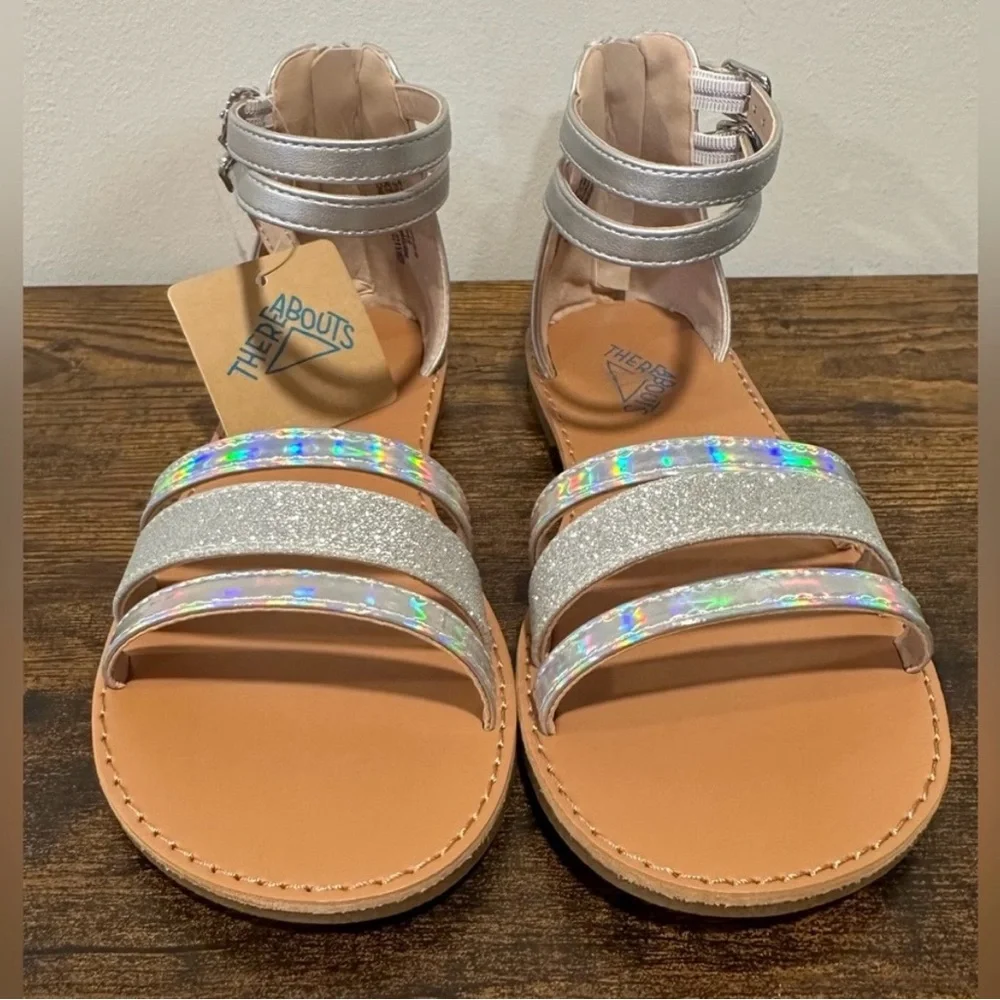 Thereabouts Big Girls Addison Silver Sandals NWT Size Big Girls 5